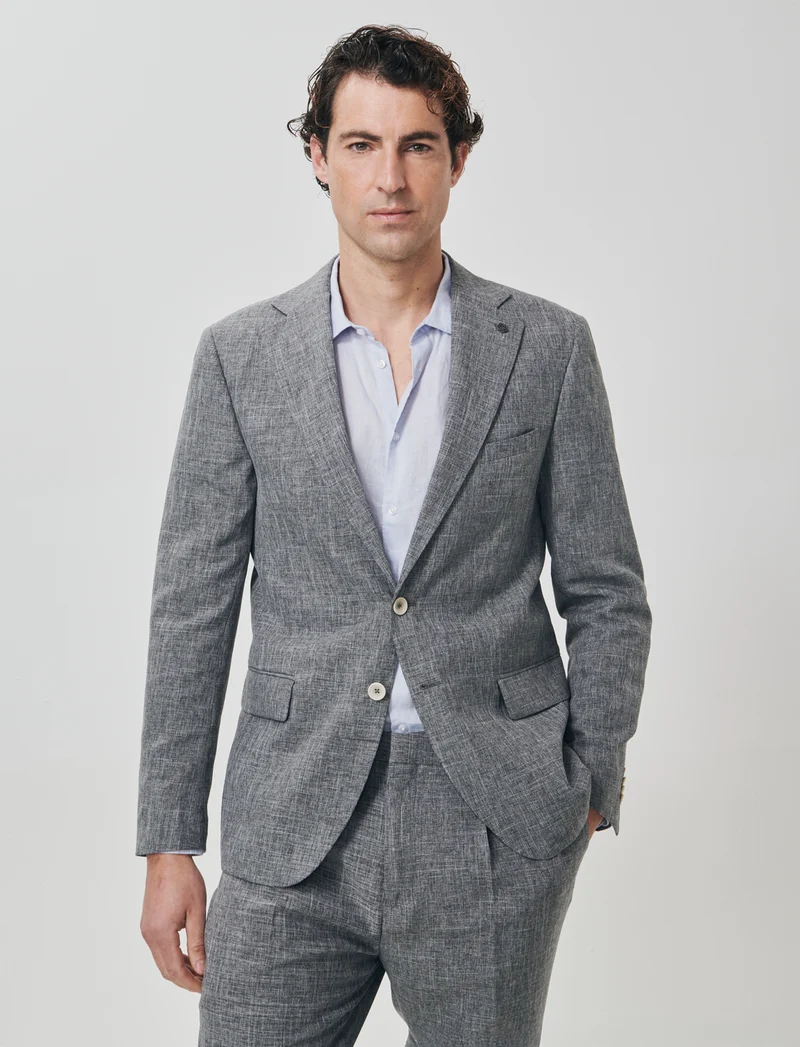 Blazer slub melange formal fit elegante - Grigio mel.