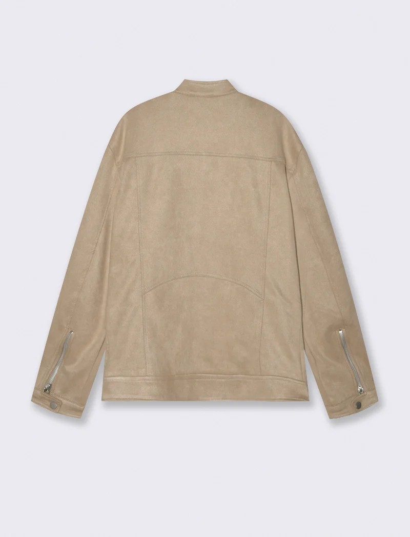 Giubbotto biker effetto scamosciato - Beige