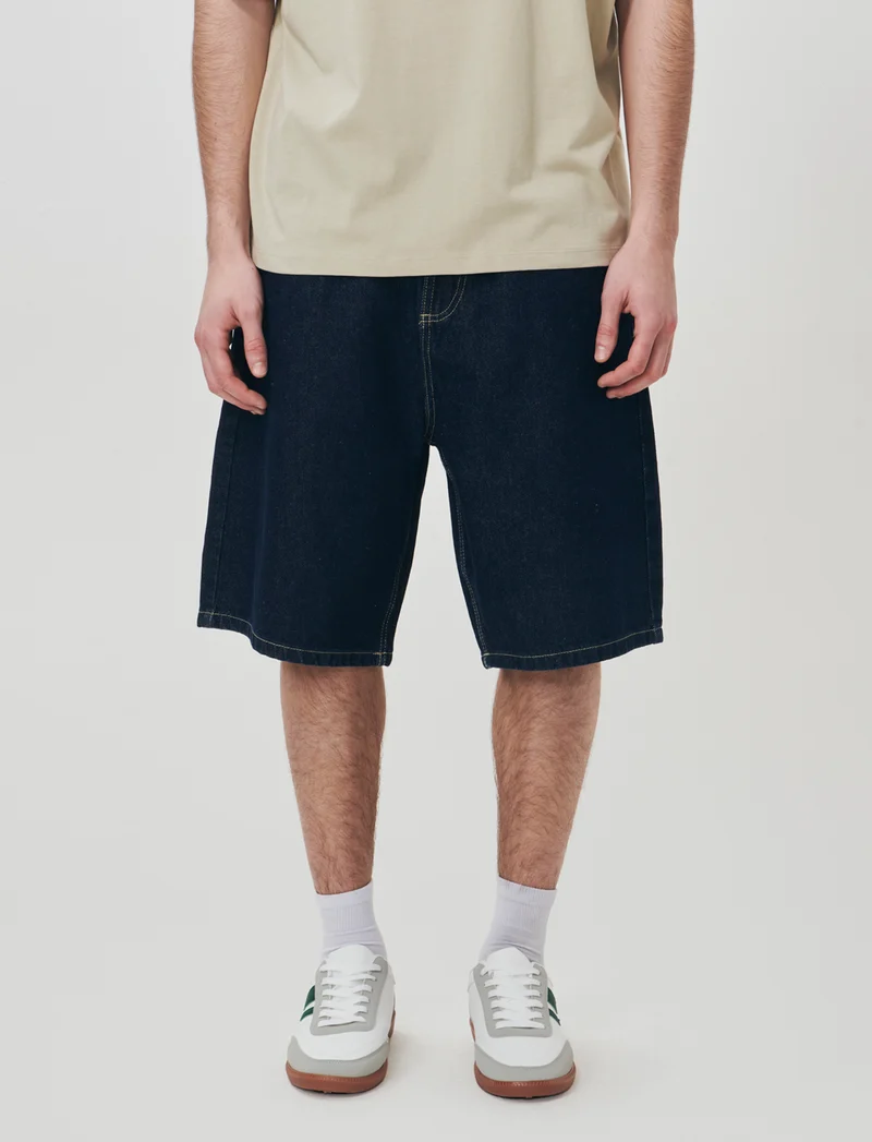 Bermuda Jeans Baggy Fit Blu Scuro - DENIM SCURO