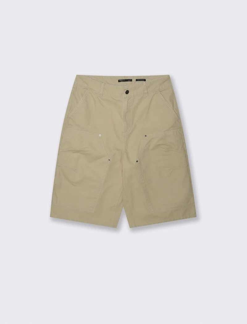 Bermuda long fit in canvas di cotone - Grigio stone