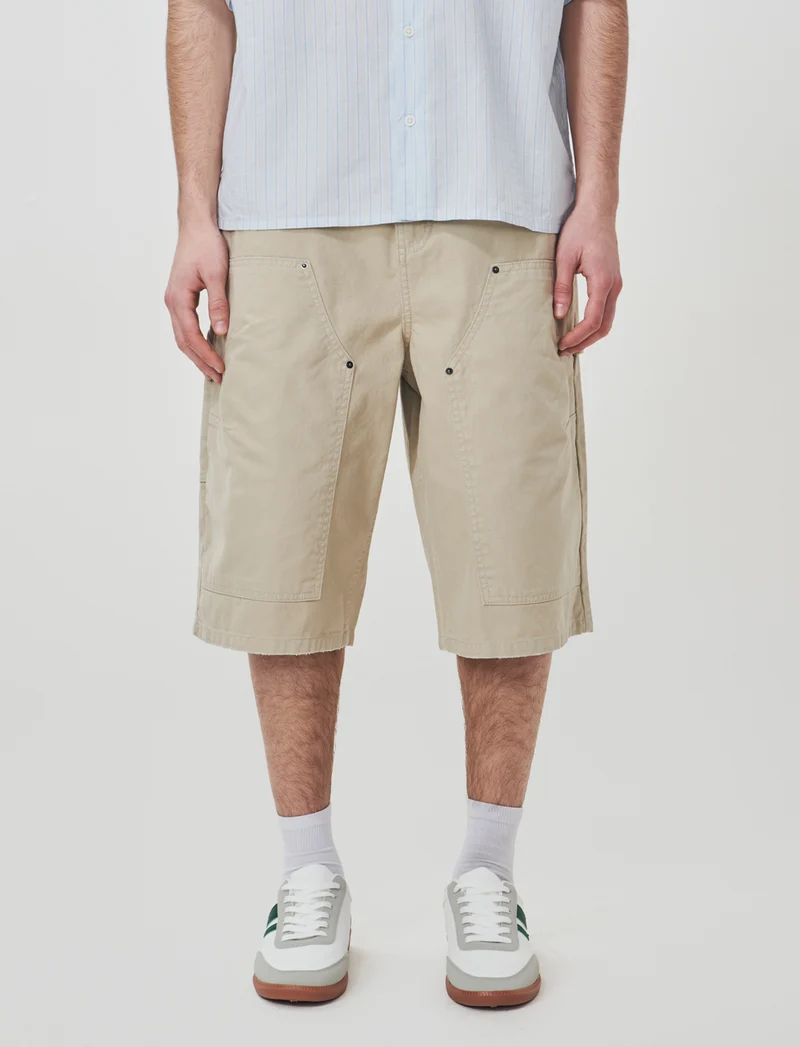 Bermuda long fit in canvas di cotone - Grigio stone