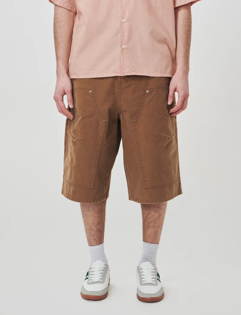 Bermuda long fit in canvas di cotone - Marrone