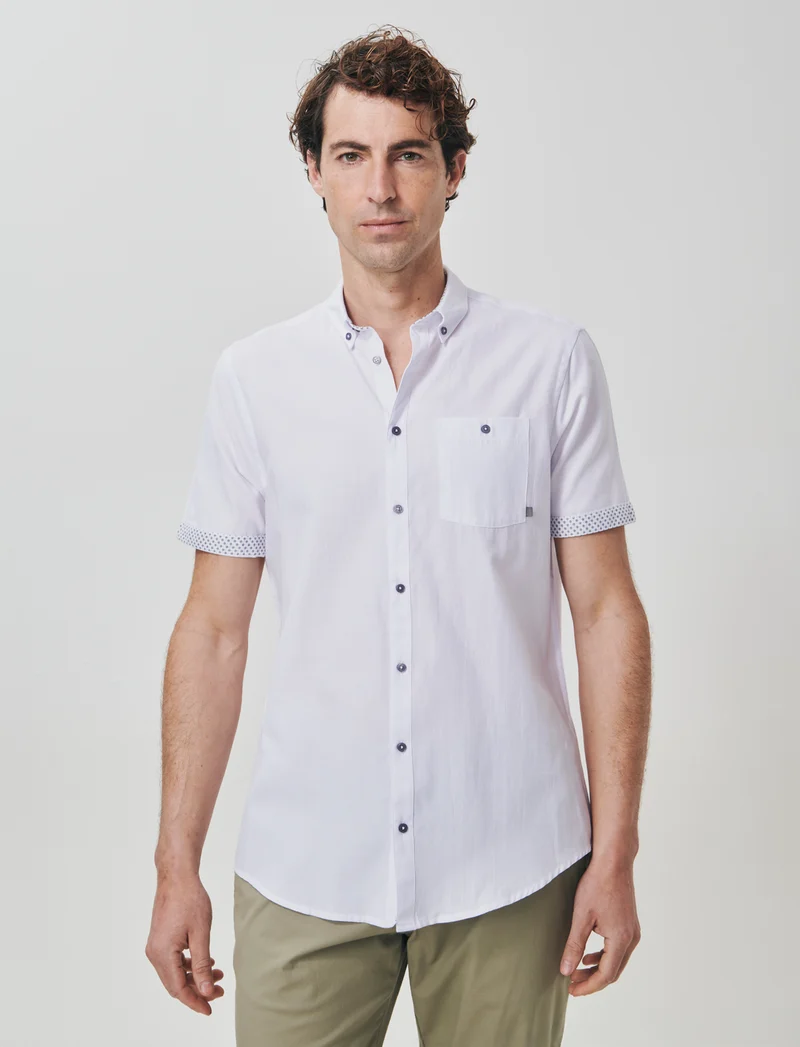 Camicia Oxford Regular Fit con taschino - Bianco