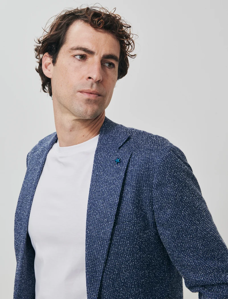 Blazer decostruito in tessuto strutturato - Blu