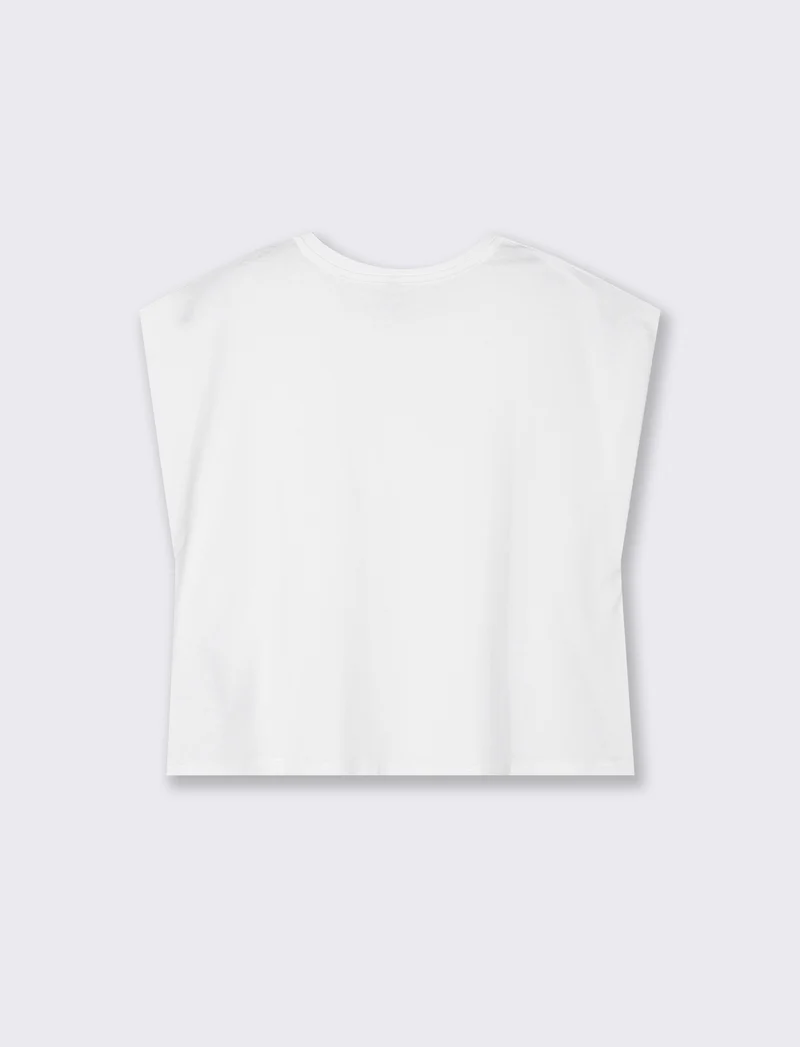 T-shirt in cotone girocollo manica a T - Bianco