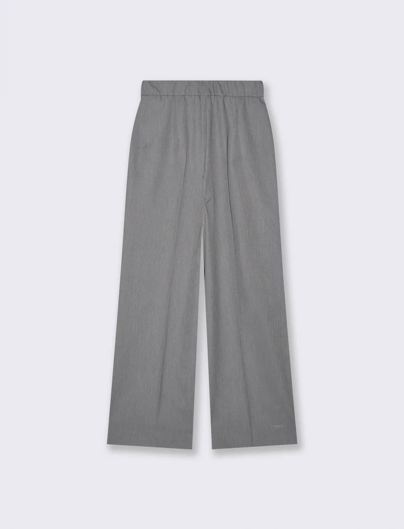 Pantalone Palazzo con Chiusura Doppio Bottone - Grigio chiaro