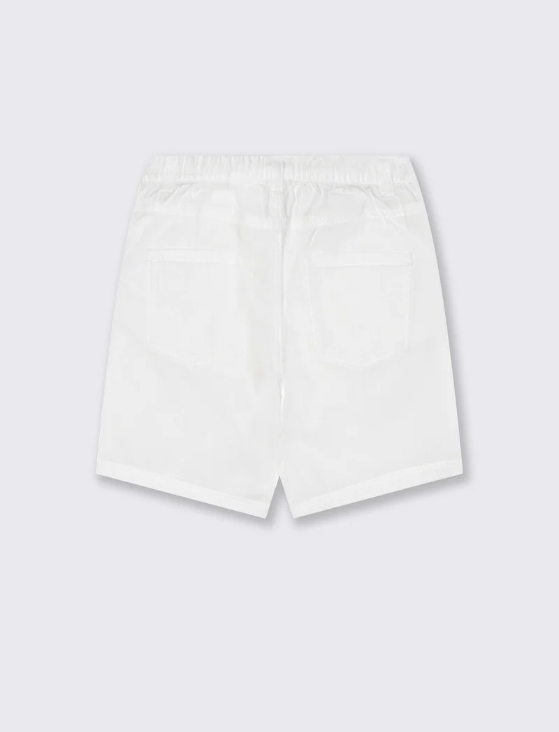 Bermuda in cotone con tasche a filo - Bianco