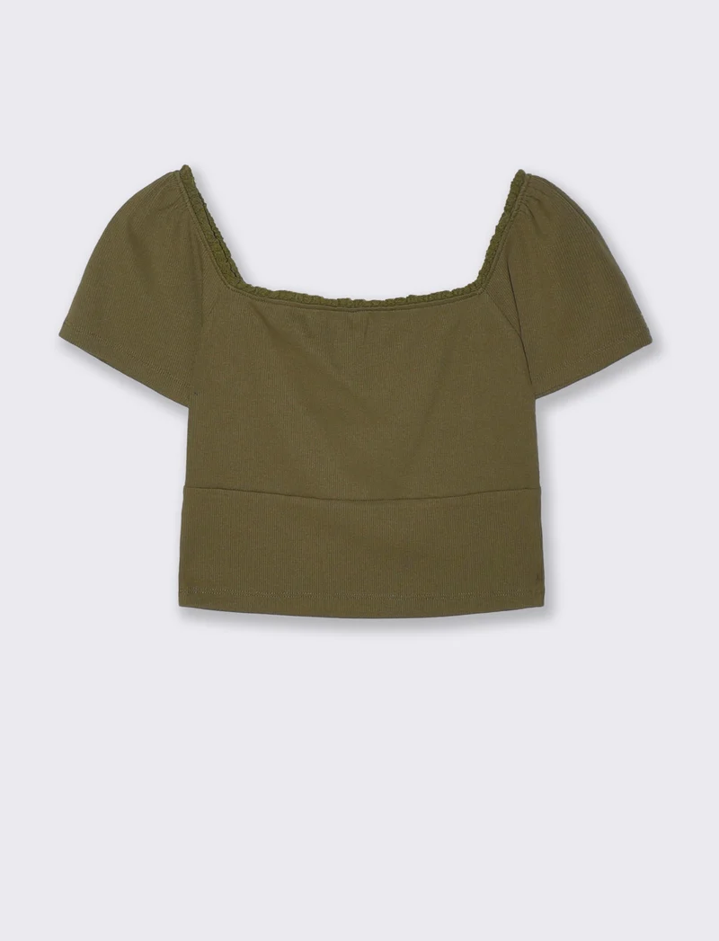 Top arricciato con manica corta slim - Kaky 1