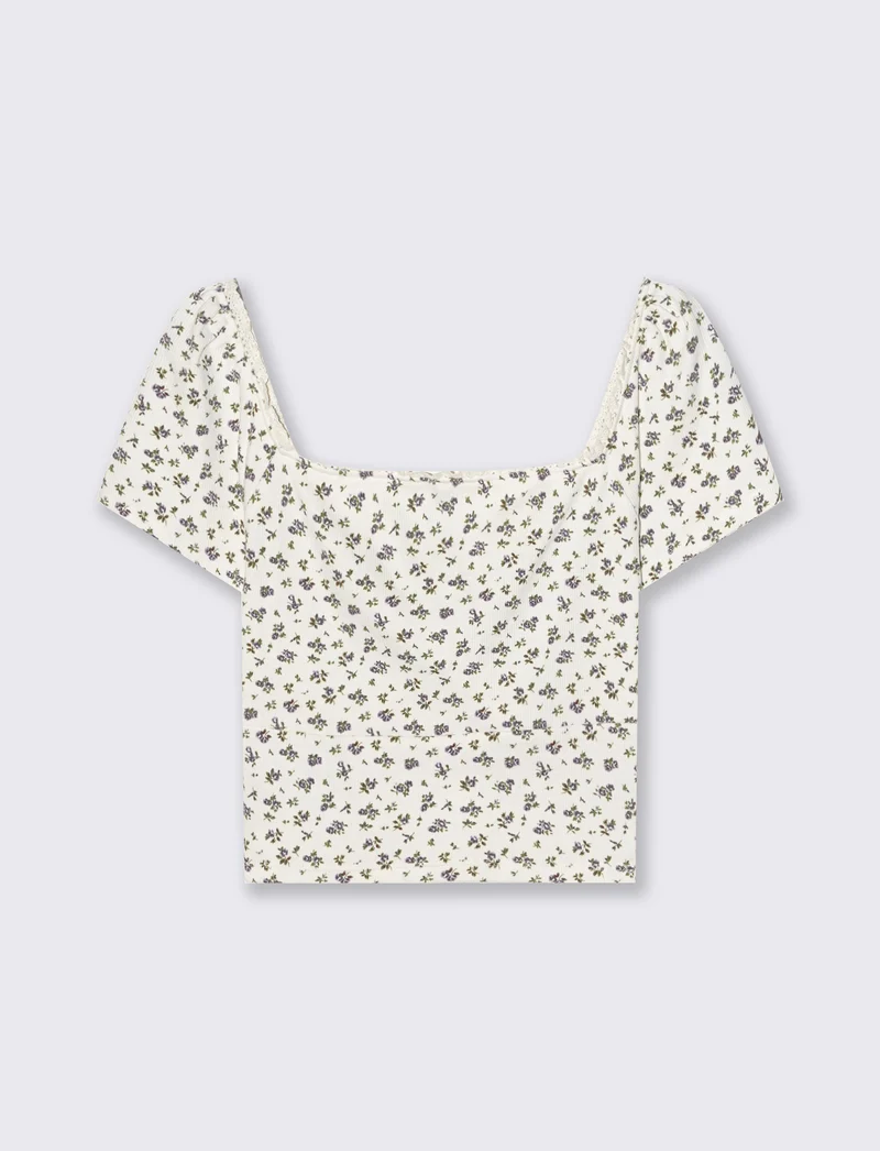 Top arricciato con manica corta slim - var 2