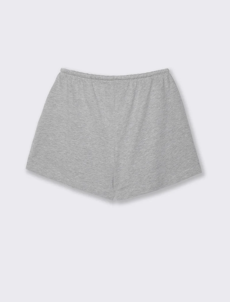 Short in cotone con coulisse e tasche - Grigio chiaro mel.
