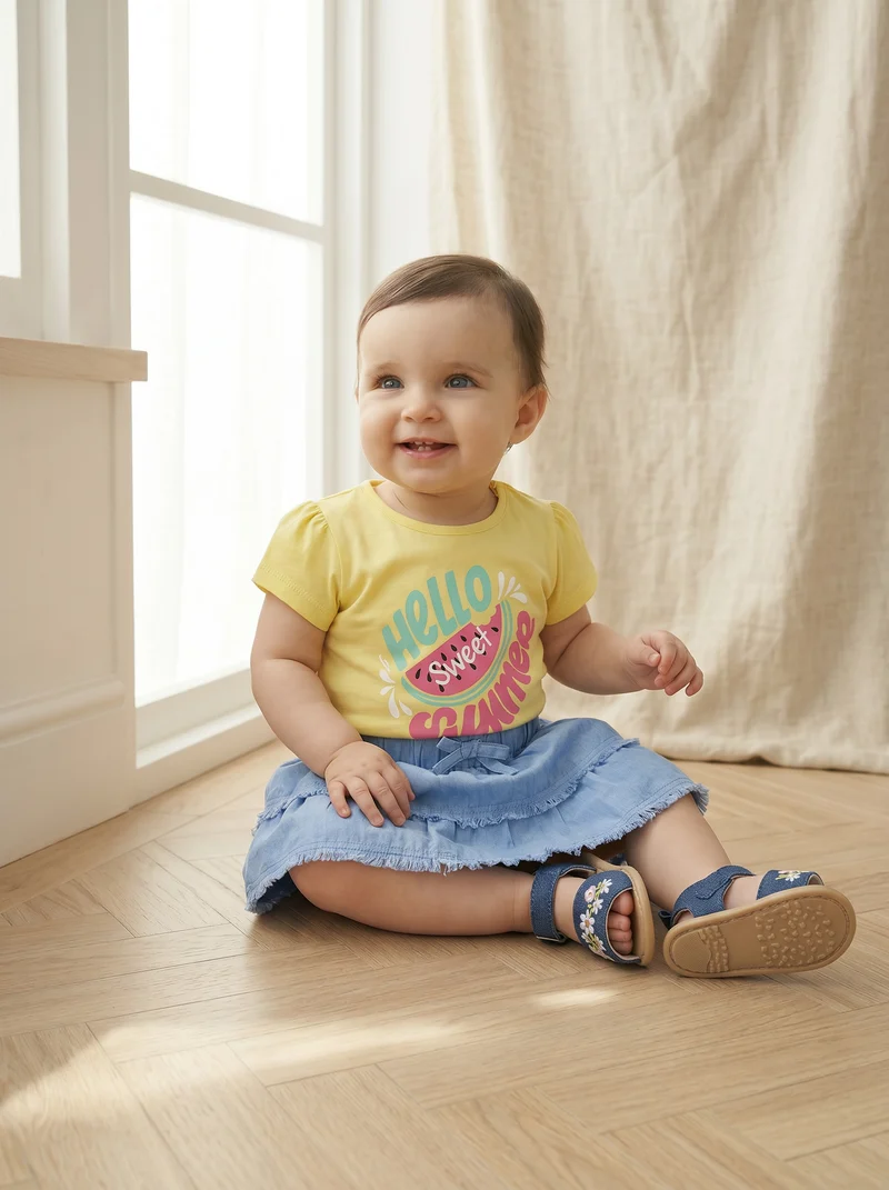 Gonna in misto lino con pantaloncino interno - Azzurro