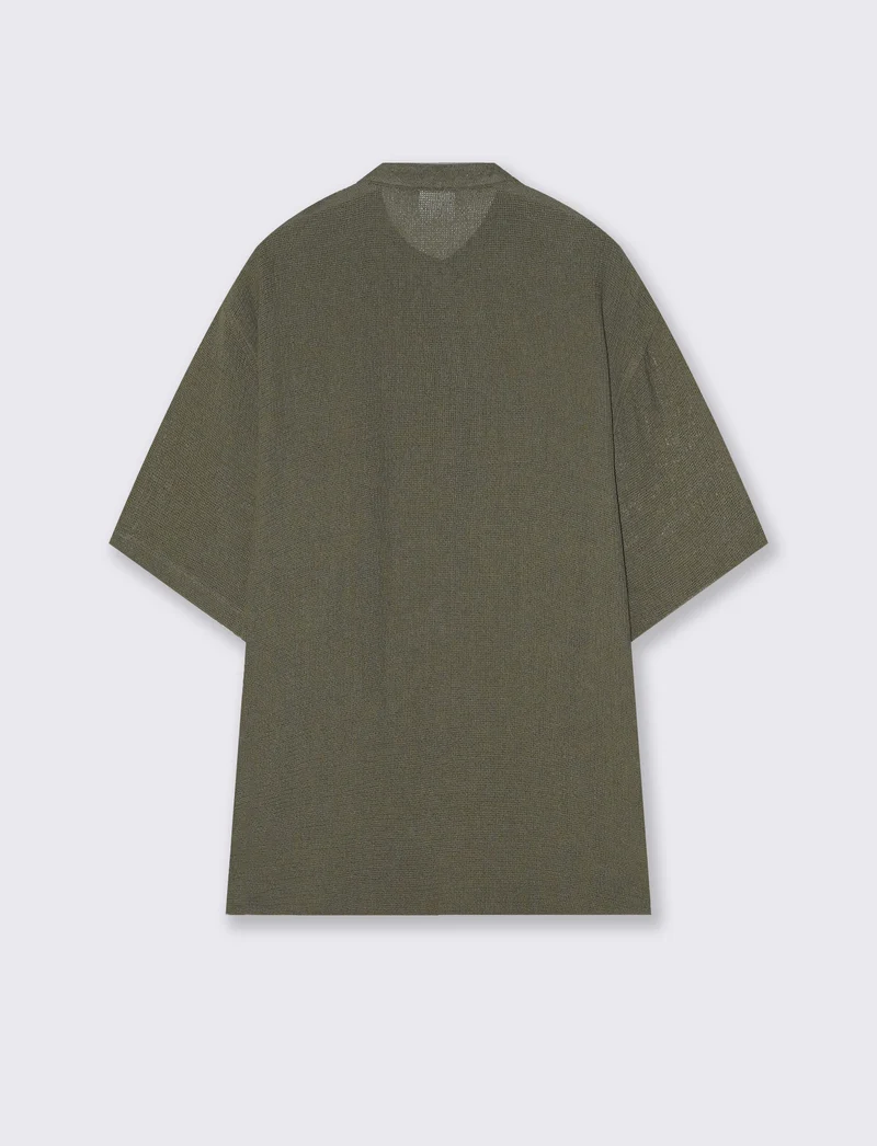 T-SHIRT SERAFINO IN TESSUTO DOBBY - Verde oliva