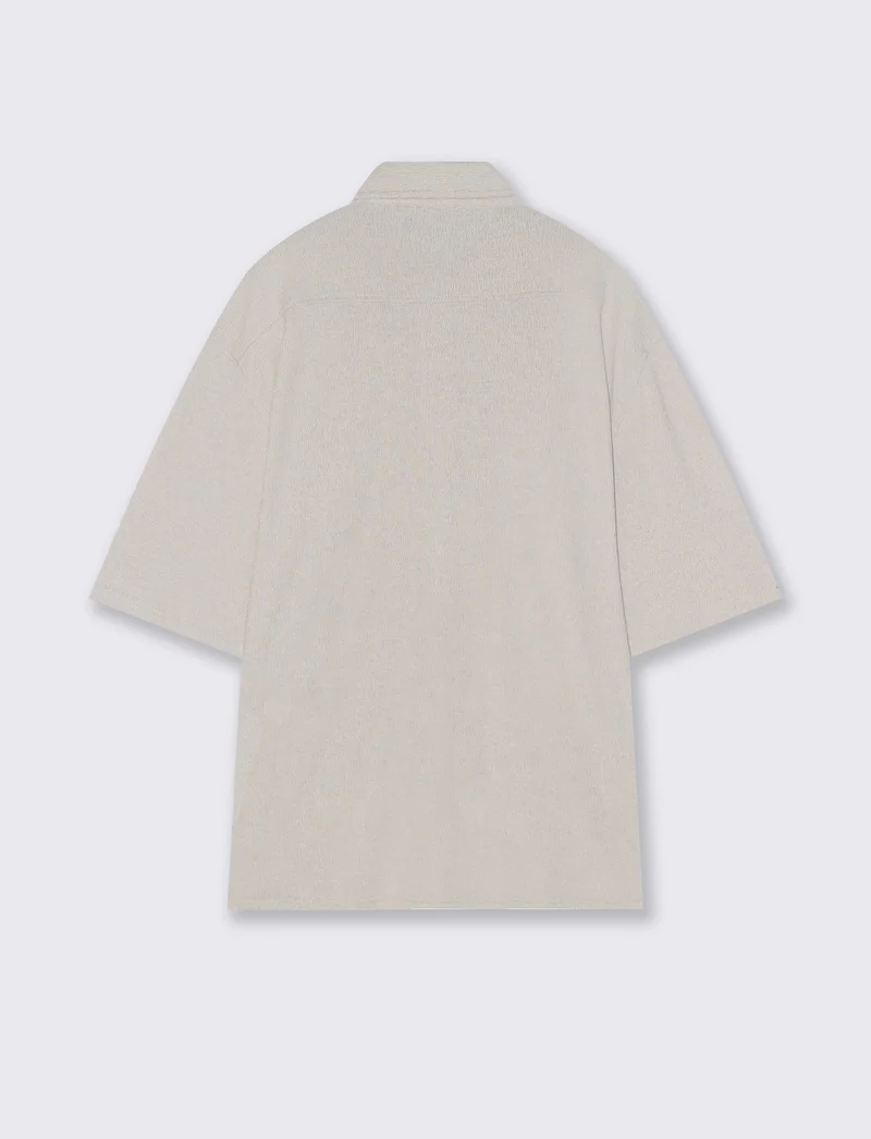 Camicia jacquard manica corta boxy fit - Sabbia
