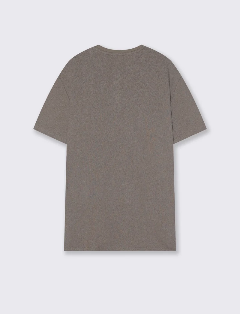 T-shirt Serafino in jacquard con colletto - Verde kaki