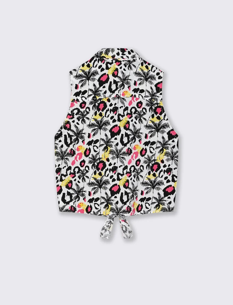 Camicia annodabile con stampe - Bianco