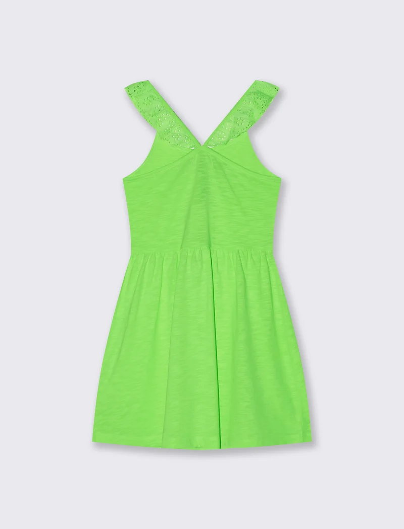 Vestito in tessuto con volant eleganti - Verde