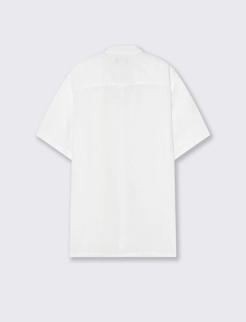 Camicia Lino Manica Corta Regular Fit - Bianco
