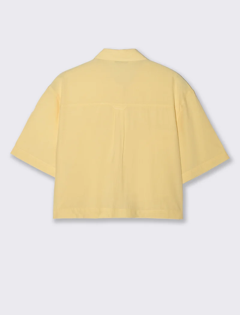 Camicia Mezza Manica con Tasche a Toppa - Giallo pastello