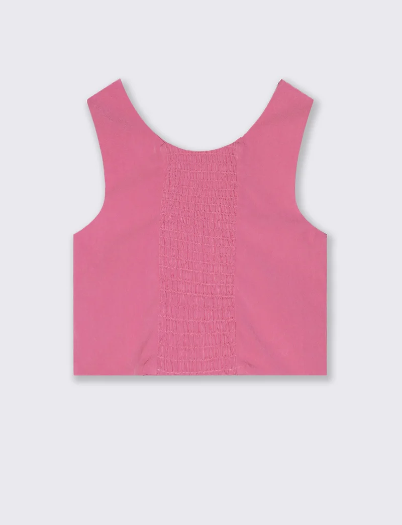 Top elegante in cotone con fiocco decorativo - Rosa