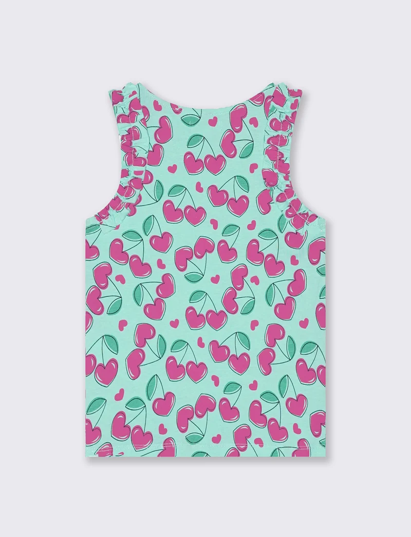 Canotta fantasia con rouches trendy - Verde acqua