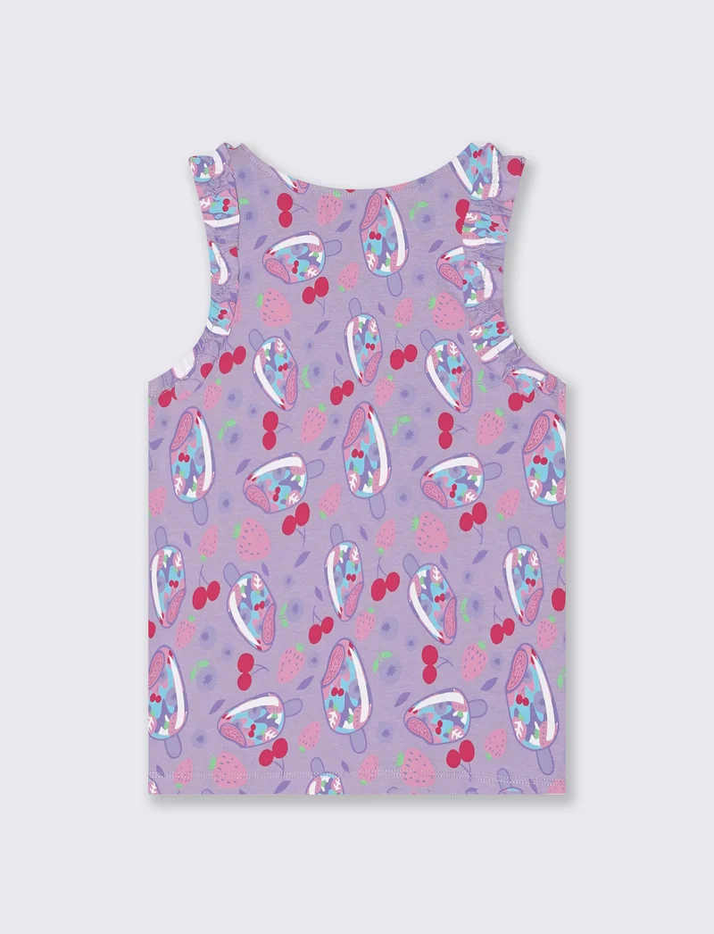 Canotta fantasia con rouches trendy - Lilla