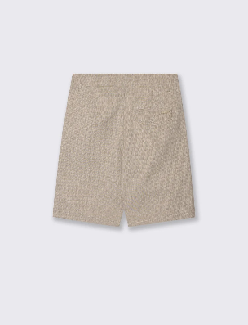 Bermuda in tessuto con motivo a spina di pesce - Beige