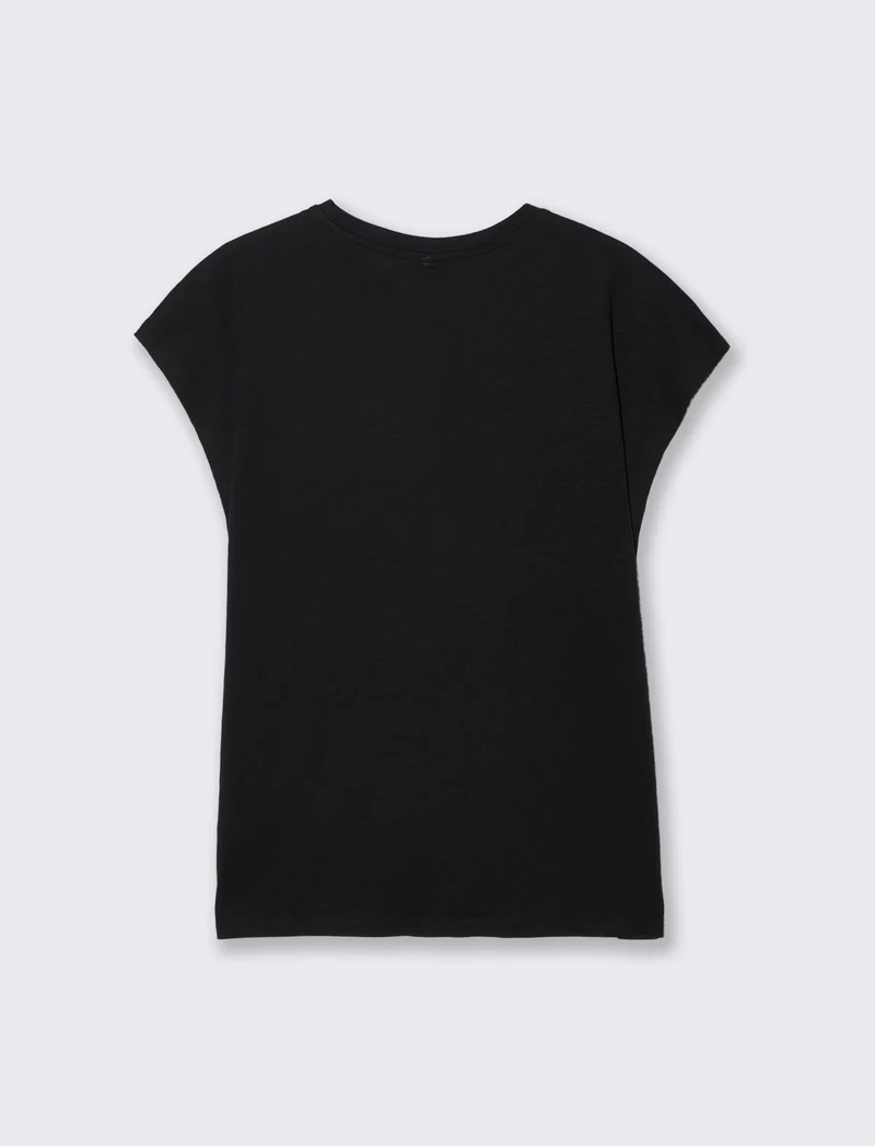 T-shirt manica corta con stampa - Nero