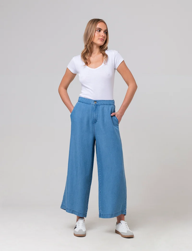 Pantalone gamba larga da donna - Denim