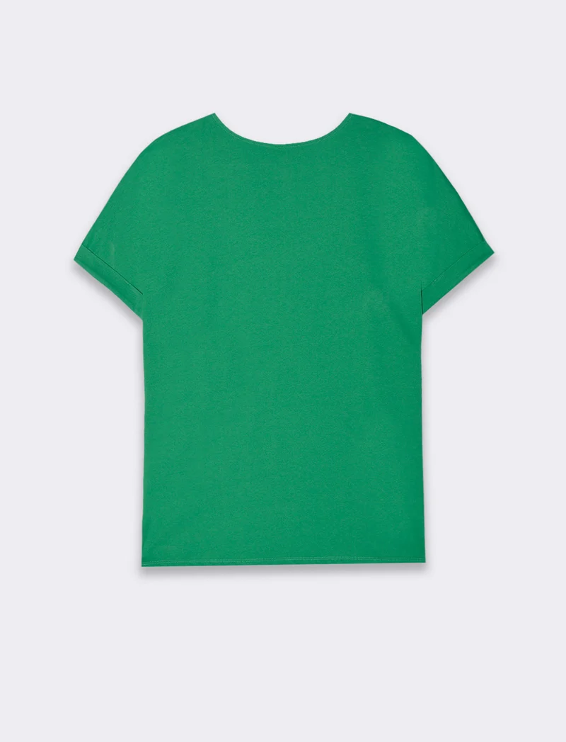 T-shirt con inserti di pizzo da donna - Verde prato