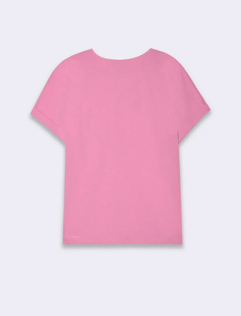 T-shirt con inserti di pizzo da donna - Rosa