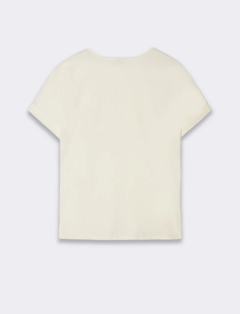 T-shirt con inserti di pizzo da donna - Avorio