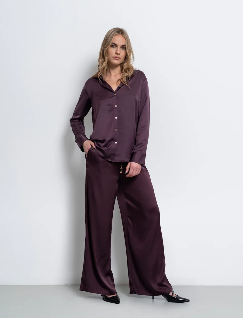 Pantalone con elastico e culisse da donna - Viola