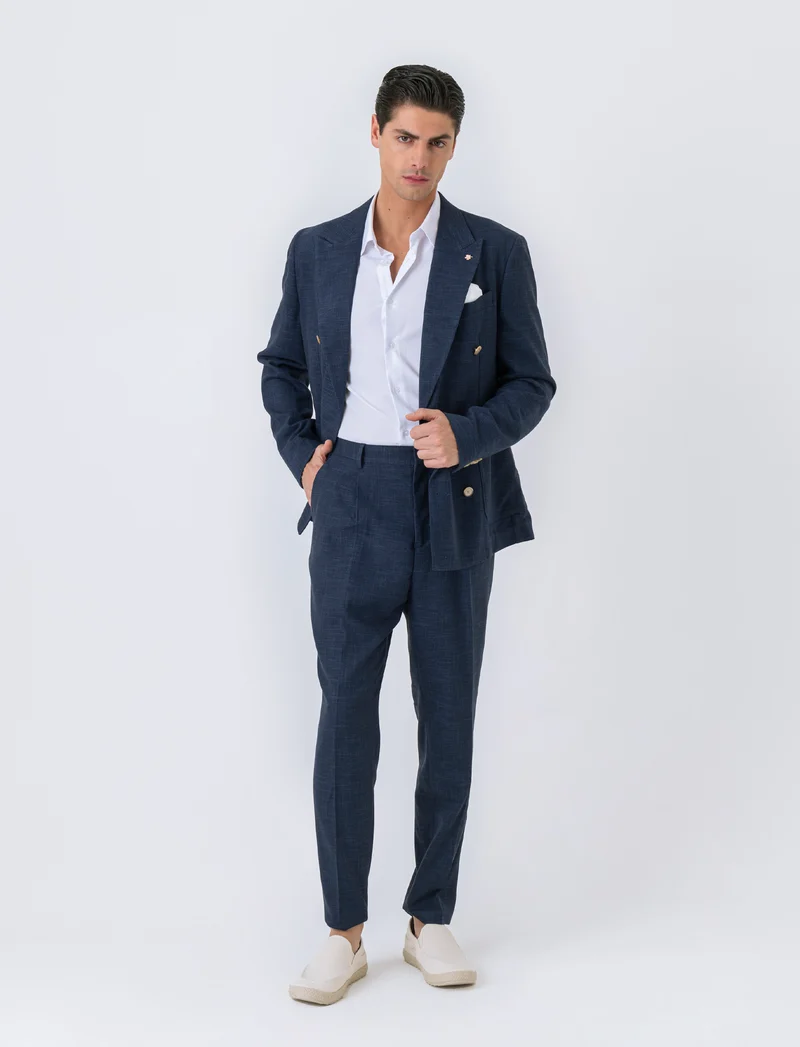 Blazer doppio petto da completo formal fit da uomo - Blu