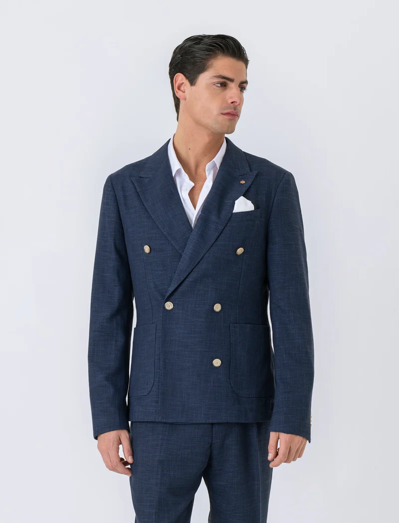 Blazer doppio petto da completo formal fit da uomo - Blu