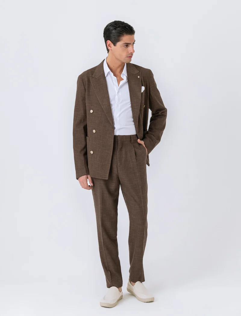 Blazer doppio petto da completo formal fit da uomo - Moro