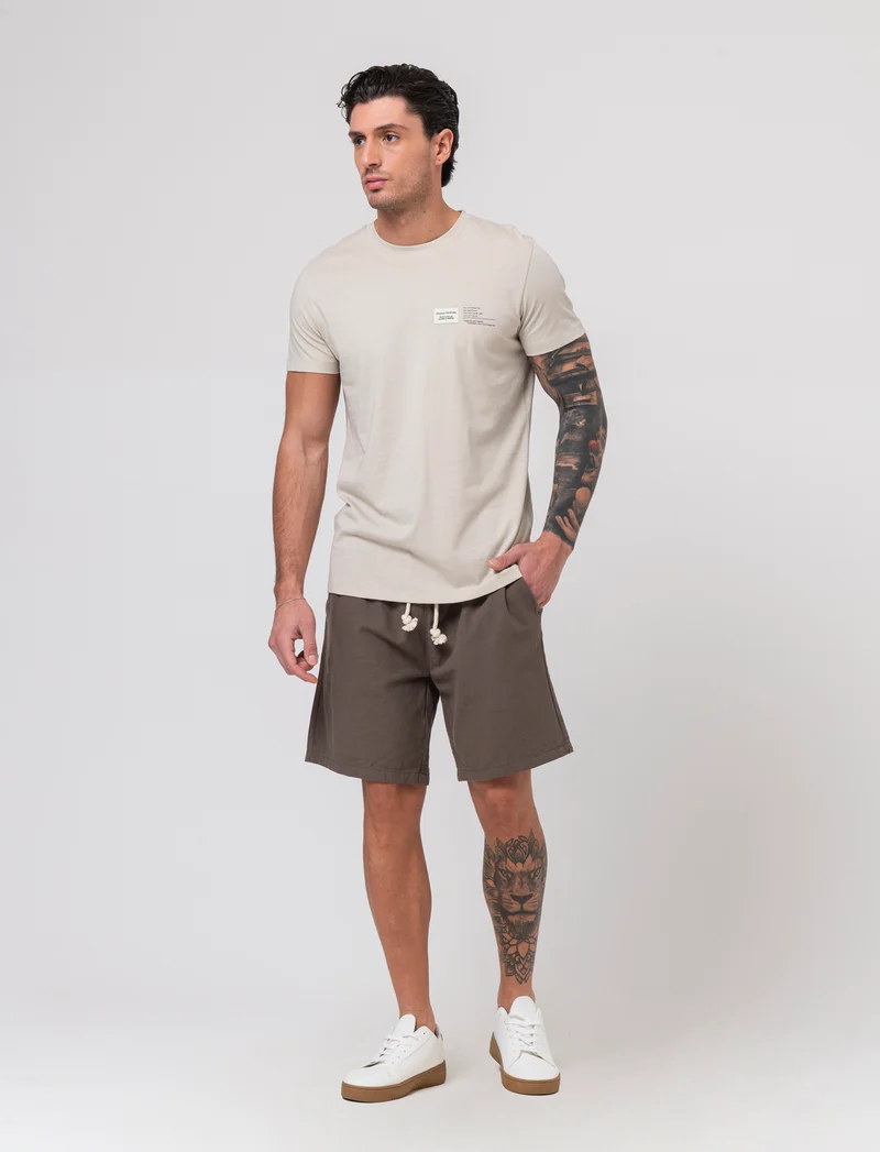 Bermuda jogger tessuto strutturato da uomo - Verde kaki
