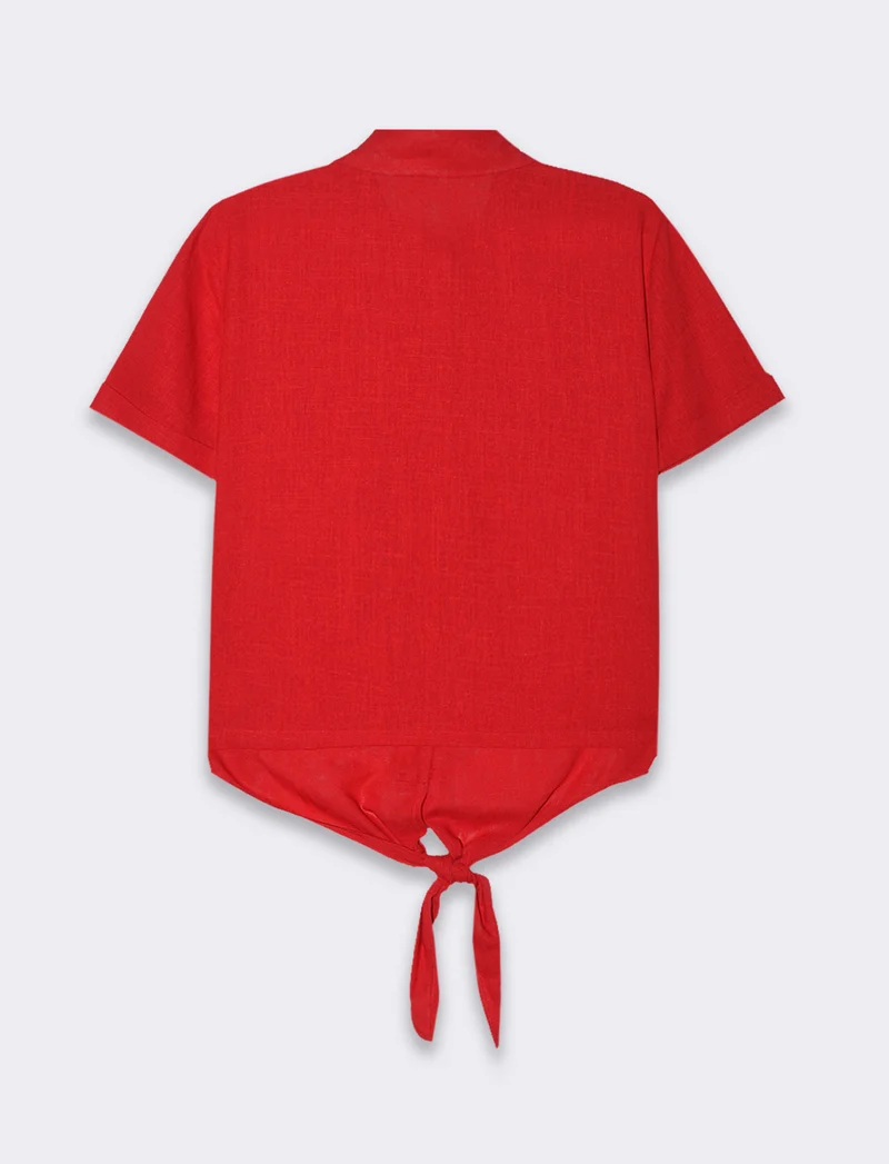 Camicia manica corta da donna - Rosso scarlatto