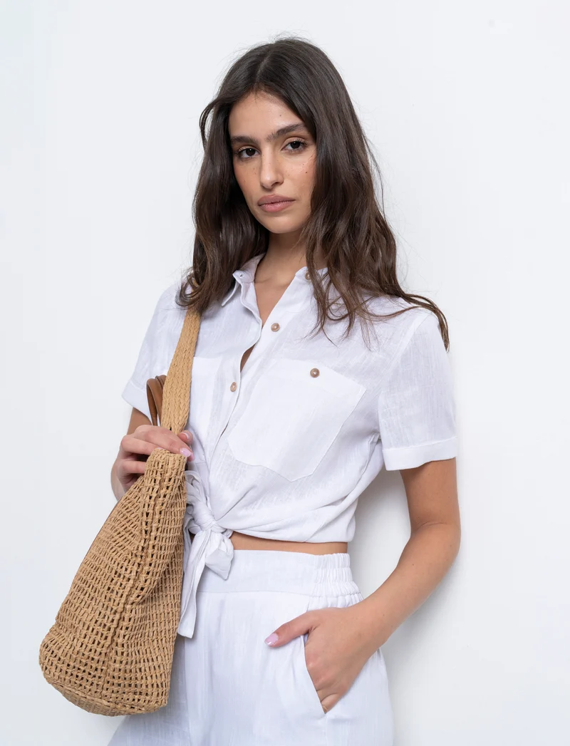 Camicia manica corta da donna - Bianco