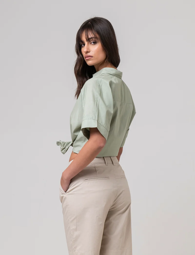 Camicia con nodo da donna - Verdino