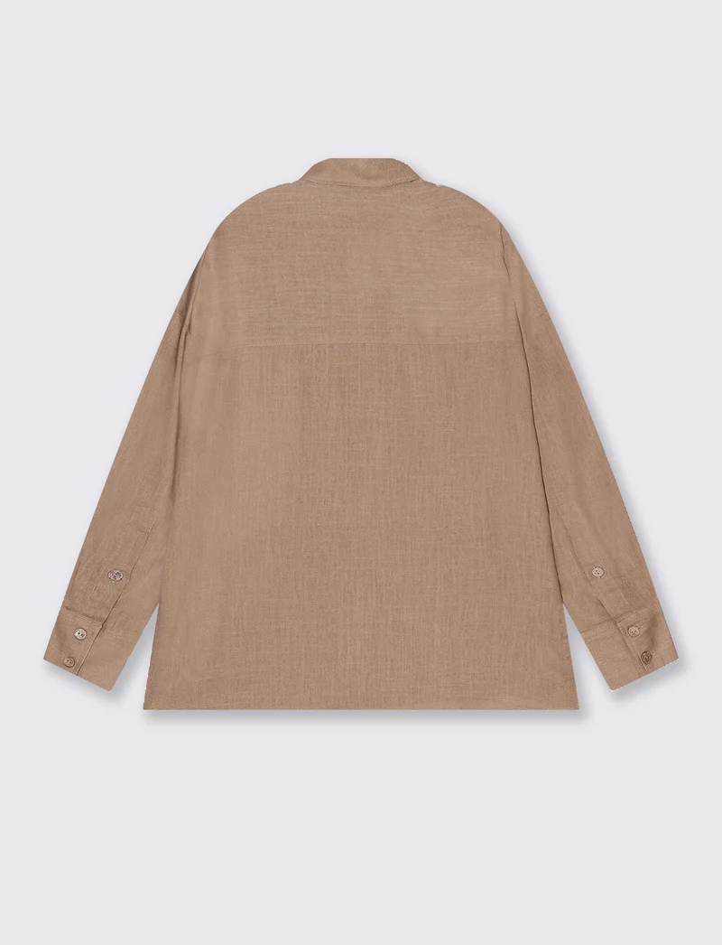 Camicia con bottoni al fondo da donna - Caramello