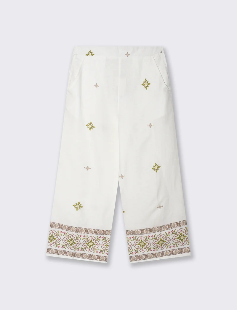 Pantalone Coulotte Misto Lino con Elastico - var 2