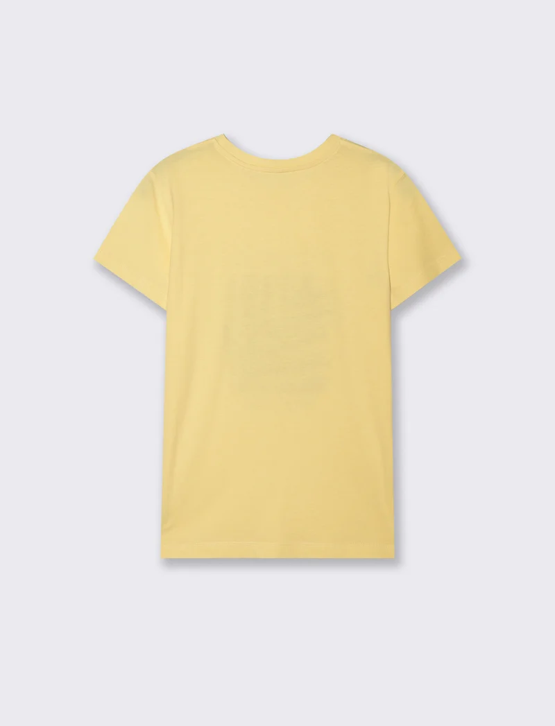T-Shirt Mezza Manica con Ricamo - Giallo pastello