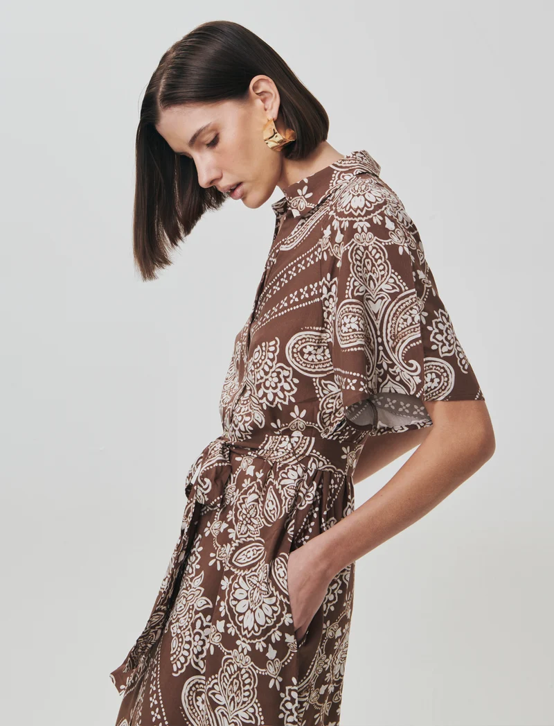 Vestito lungo con manica raglan e cintura - var 2