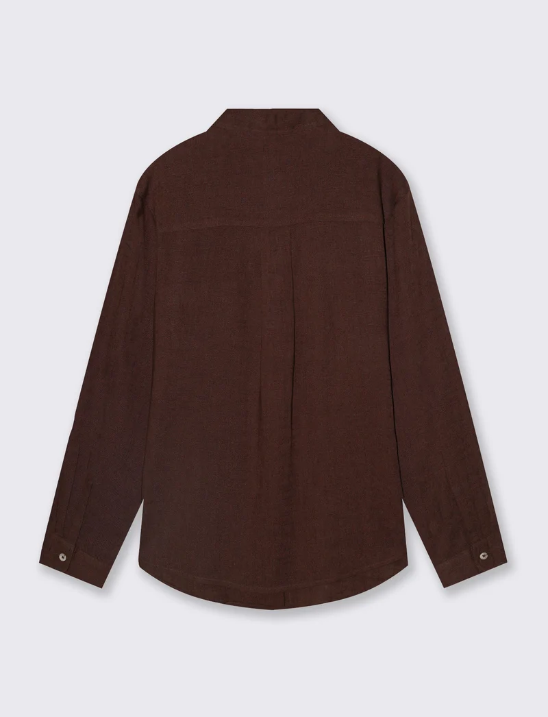 Camicia Manica Lunga con Taschino - Marrone cioccolato