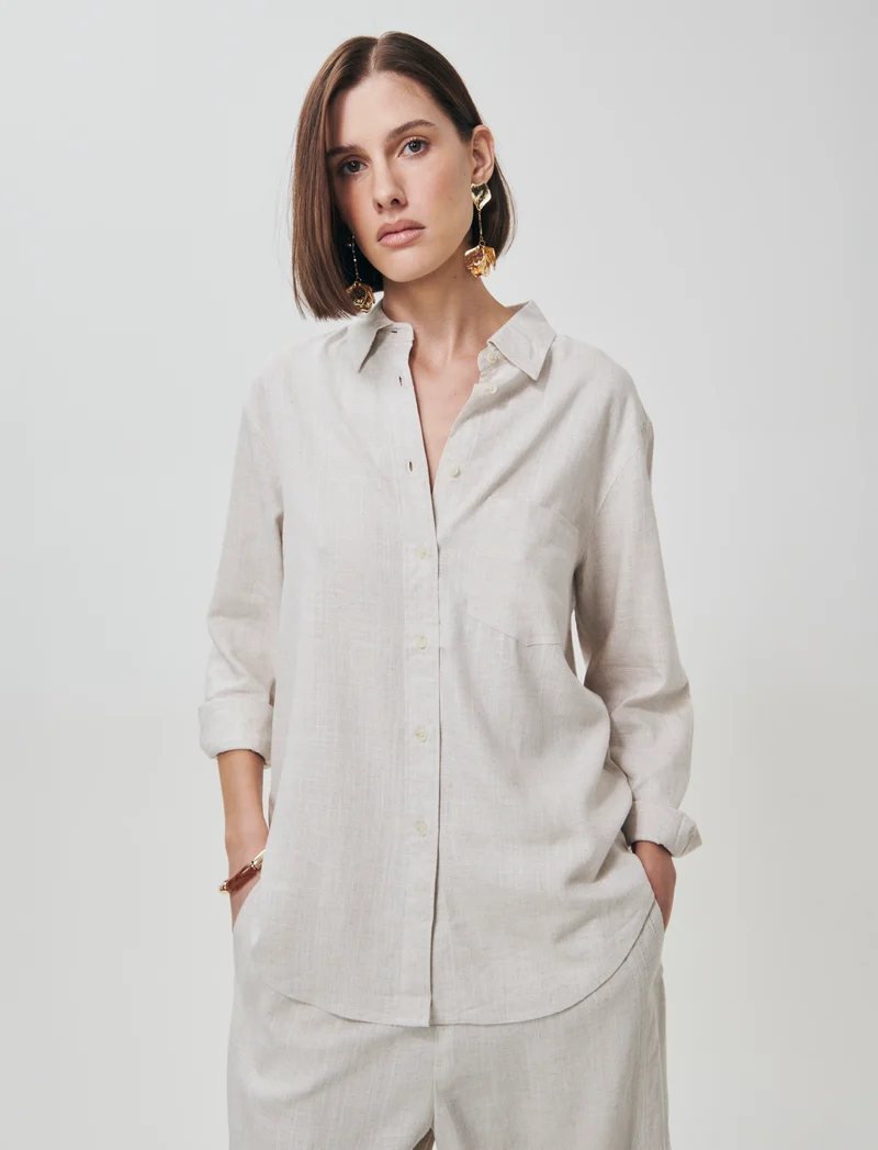 Camicia Manica Lunga con Taschino - Sabbia