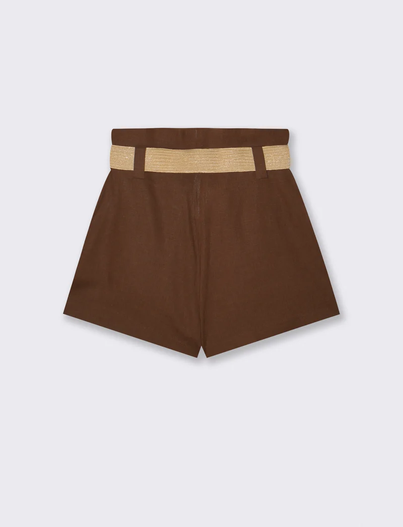 Short con cintura in vita - Marrone cioccolato