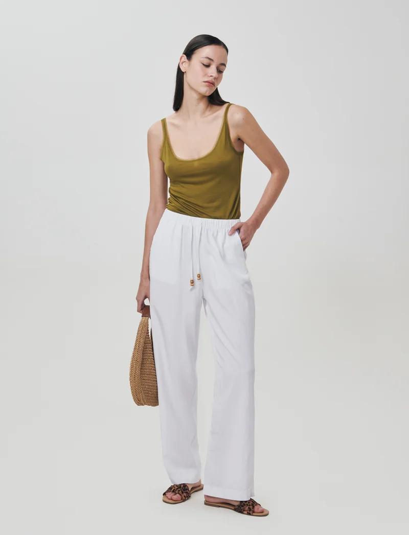 Pantalone con coulisse e tasche - Bianco