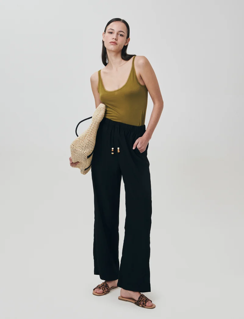 Pantalone con coulisse e tasche - Nero