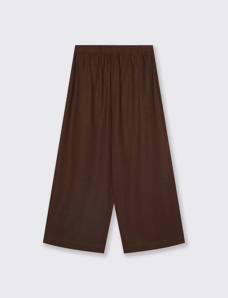 Pantalone Vita Alta con Tasche Laterali - Marrone cioccolato