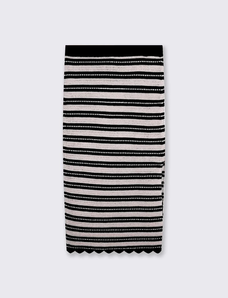 Gonna lunga in crochet con elastico e spacco - var 1
